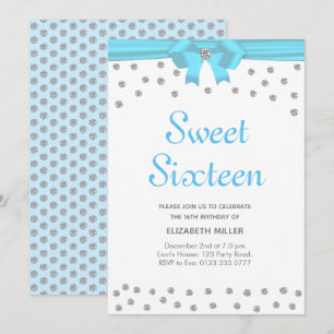 Glitter Diamonds Sweet Sixteen op Wit Kaart