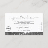 Glitter Diamonds, wit en zilver, toevoegen Logo Visitekaartje (Achterkant)