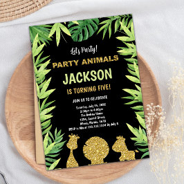 Glitter Dieren Wild Een Verjaardag Uitnodigingen