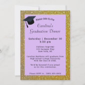 Glitter Dinner Paars Afstuderen Kaart (Voorkant)