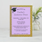 Glitter Dinner Paars Afstuderen Kaart (Staand voorkant)