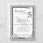 Glitter Dinosaur Trex Girl Birthday Invitation Kaart (Voorkant)