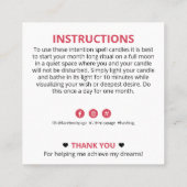 Glitter Dipped Moon Crystal Candle Inention Spell Vierkante Visitekaartje (Achterkant)