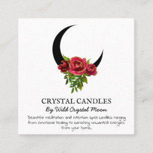 Glitter Dipped Moon Crystal Candle Inention Spell Vierkante Visitekaartje