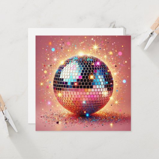 Glitter Disco bal Kaart. Kaart (Voorkant / Achterkant in situ)