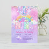 Glitter Disco Ball Pastel Cloud Nine Birthday Kaart (Staand voorkant)