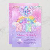 Glitter Disco Ball Pastel Cloud Nine Birthday Kaart (Voorkant / Achterkant)