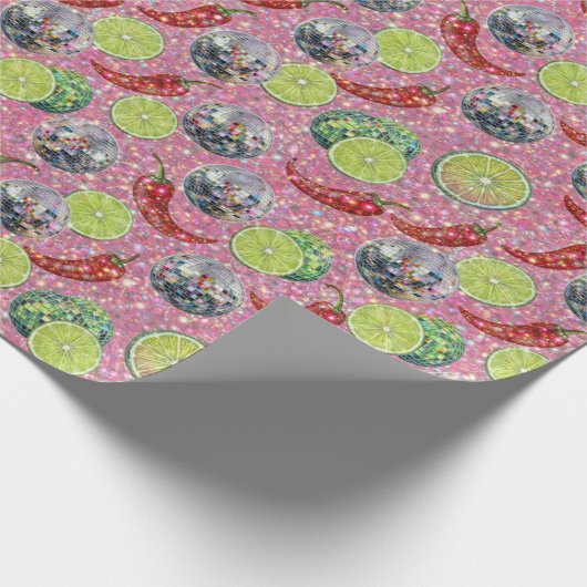 Glitter Disco Lime & Chili Pattern Cadeaupapier (Hoek)