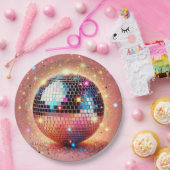 Glitter disco papier borden! papieren bordje (Feest)