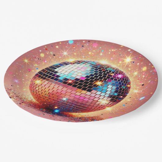 Glitter disco papier borden! papieren bordje (Gekanteld)