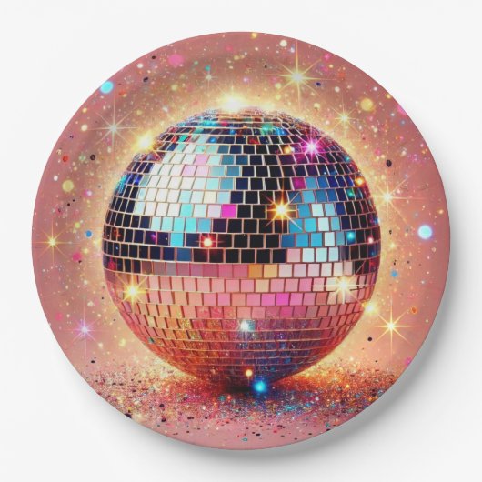 Glitter disco papieren borden! bordje (Voorkant)