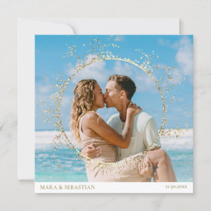 *~* Glitter DIY Couple PHOTO RSVP QR AR6 Weddensch Kaart