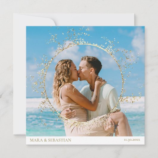 *~* Glitter DIY Paar FOTO RSVP QR AR6 Huwelijk Kaart (Voorkant)