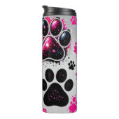 Glitter Dog Paw Prints Abstract Thermosbeker (Geroteerd rechts)