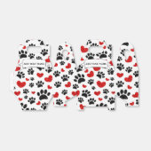 Glitter Dog Paw Prints en Red Hearts Custom Name Bedankdoosjes (Uitgevouwen)