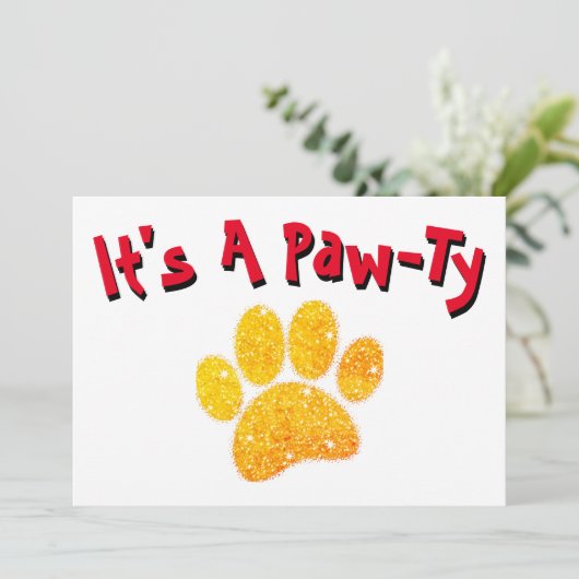  Glitter Dog Pawprint Kaart (Staand voorkant)