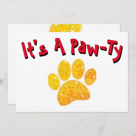 Glitter Dog Pawprint Kaart (Voorkant / Achterkant)