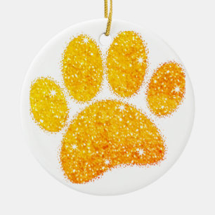  Glitter Dog Pawprint Keramisch Ornament