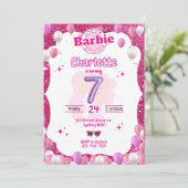 Glitter Doll Geïnspireerd Verjaardag Uitnodiging (Staand voorkant)