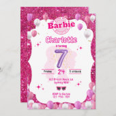 Glitter Doll Geïnspireerd Verjaardag Uitnodiging (Voorkant / Achterkant)