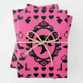 Glitter Doll Verjaardag Roze Glam Mode Inpakpapier Vel (In situ)