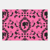 Glitter Doll Verjaardag Roze Glam Mode Inpakpapier Vel (Voorkant)