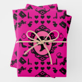 Glitter Doll Verjaardag Roze Glam Mode Inpakpapier Vel (In situ)