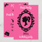 Glitter Doll Verjaardag Roze Glam Mode Kaart (Voorkant / Achterkant)