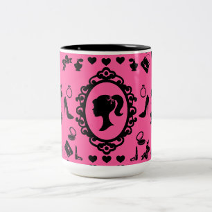 Glitter Doll Verjaardag Roze Glam Mode Tweekleurige Koffiemok