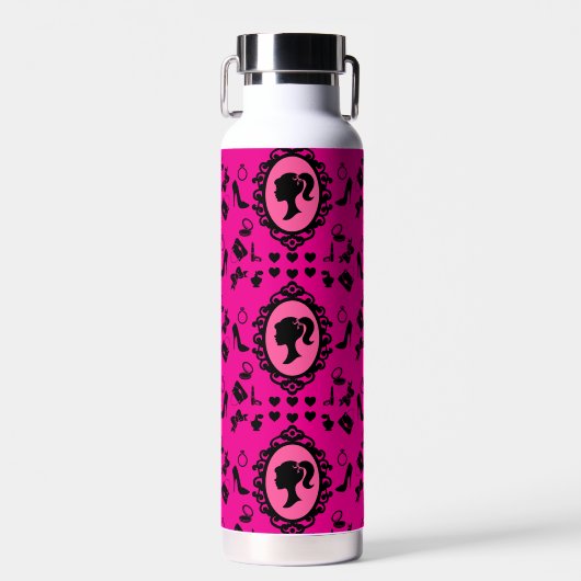 Glitter Doll Verjaardag Roze Glam Mode Waterfles (Voorkant)