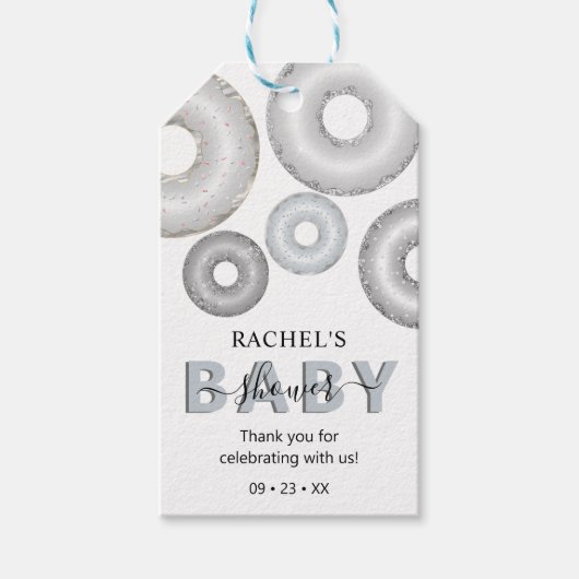 Glitter Donut Baby Sprinkle Baby Boy Shower Cadeaulabel (Voorkant)