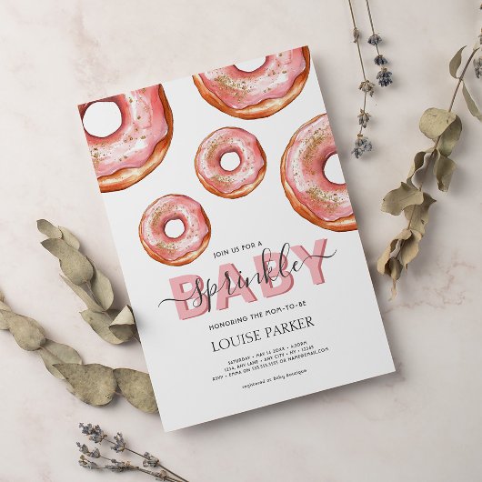 Glitter Donut Baby Sprinkle Girl Baby shower Kaart