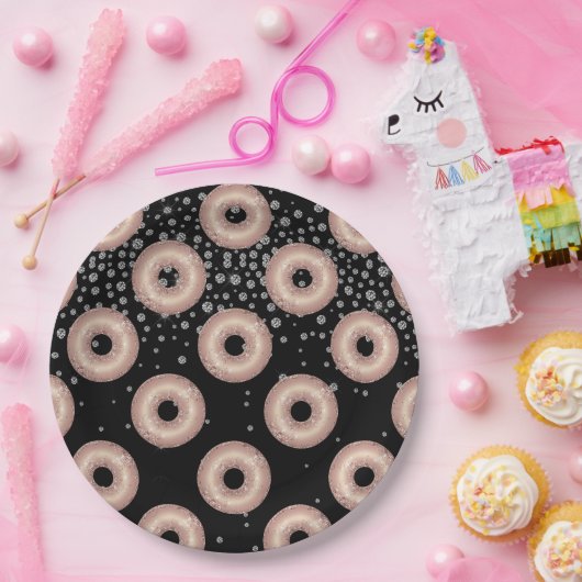 Glitter Donut Confetti Pattern Papieren Bordje (Feest)