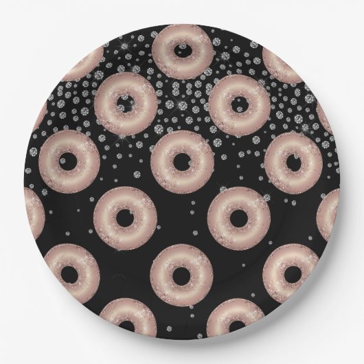 Glitter Donut Confetti Pattern Papieren Bordje (Voorkant)