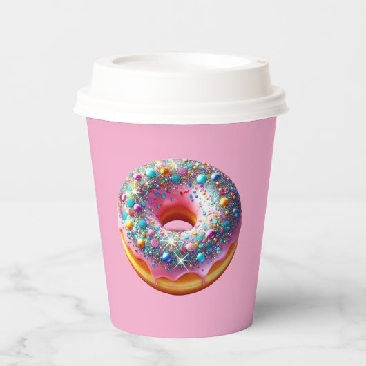 Glitter donut paper cup. papieren bekers (Voorkant)