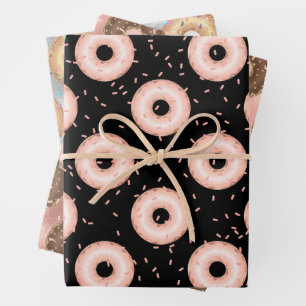Glitter Donut Pattern Inpakpapier Vel