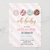 Glitter donuts baby shower party call kaart (Voorkant / Achterkant)