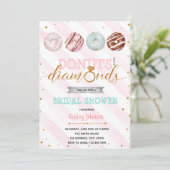 Glitter donuts en diamant thema uitnodiging (Staand voorkant)