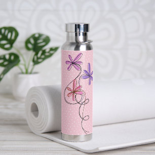 Glitter Doodle Daisies op Stippen Waterfles