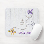 Glitter Doodle Daisies Wood Muismat (Met muis)