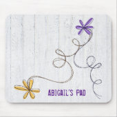 Glitter Doodle Daisies Wood Muismat (Voorkant)