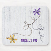Glitter Doodle Madeliefjes Hout Muismat (Voorkant)
