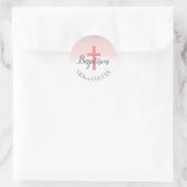 Glitter Doopkruis Naam Kind Ronde Sticker (Tas)