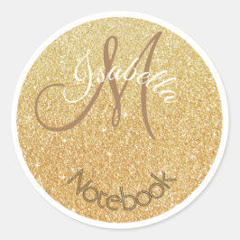 Glitter Dot Monogrammed Gold Ronde Sticker