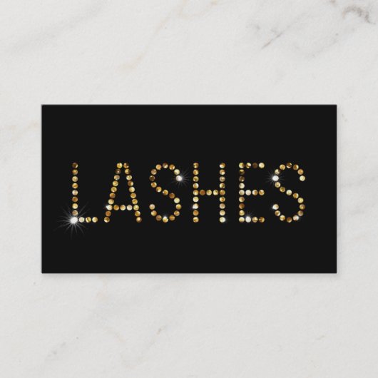 Glitter Dot Text Eyelash Extensions zwarte kaart Visitekaartje (Voorkant)