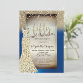 Glitter Dress, Confetti RoyalBlue 50ste verjaardag Kaart (Staand voorkant)