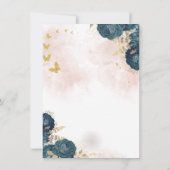 Glitter Dress,Gold Butterflies Green Roses 15th  Kaart (Achterkant)