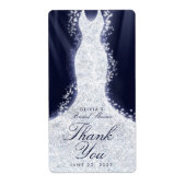 Glitter Dress op blauw Hartelijk dank voor uw eige Etiket (Voorkant)