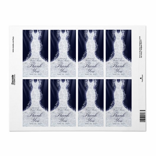 Glitter Dress op blauw Hartelijk dank voor uw eige Etiket (Full Sheet)