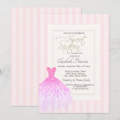 Glitter Dress Pink Stripes Sweet 16 Kaart (Voorkant / Achterkant)
